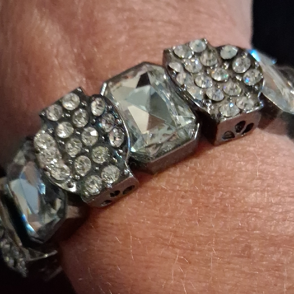 Express Silver and White Crystal Bracelet